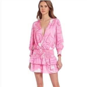 Amanda Uprichard Pink Marble Print Mini Dress